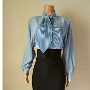 Vintage accordion tie blouse
